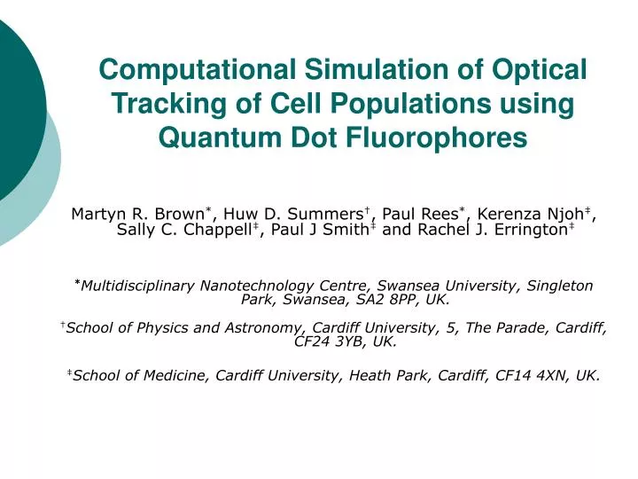 computational simulation of optical tracking of cell populations using quantum dot fluorophores