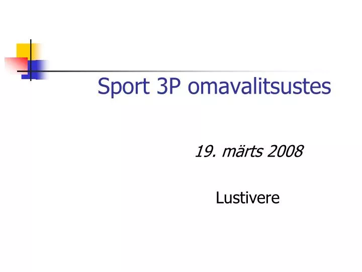 sport 3p omavalitsustes