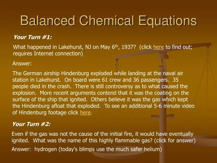 balanced chemical equations