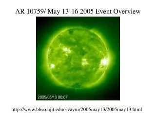 AR 10759/ May 13-16 2005 Event Overview