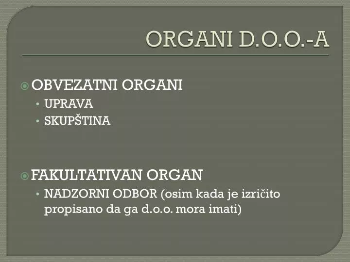 organi d o o a