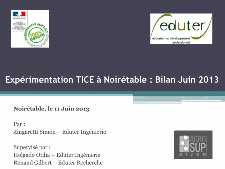 exp rimentation tice noir table bilan juin 2013