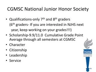 CGMSC National Junior Honor Society