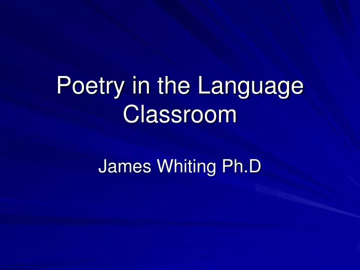 poetry in the language classroom