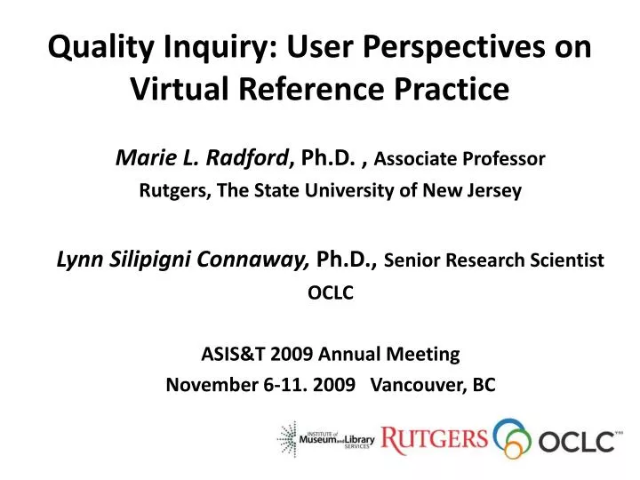 quality inquiry user perspectives on virtual reference practice