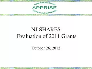 NJ SHARES Evaluation of 2011 Grants
