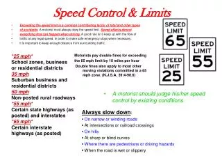 Speed Control &amp; Limits