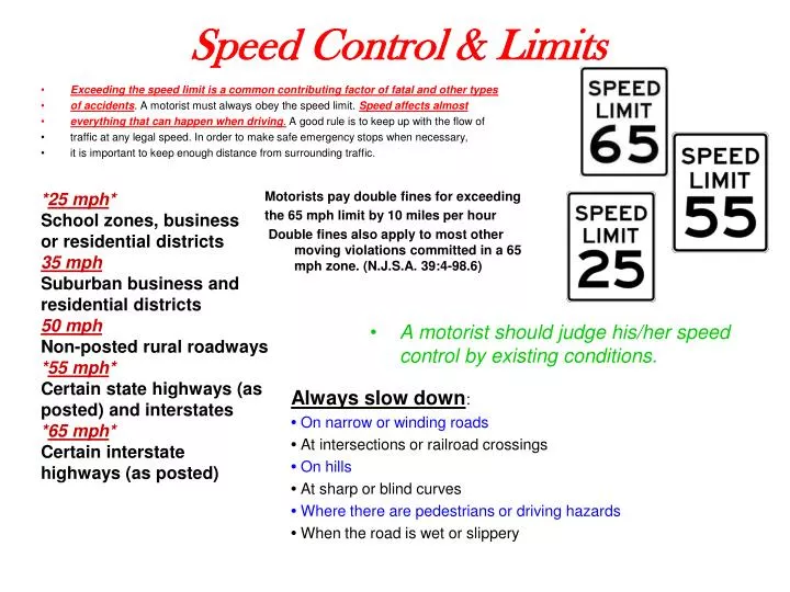 speed control limits