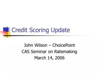 Credit Scoring Update
