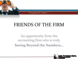 FRIENDS OF THE FIRM