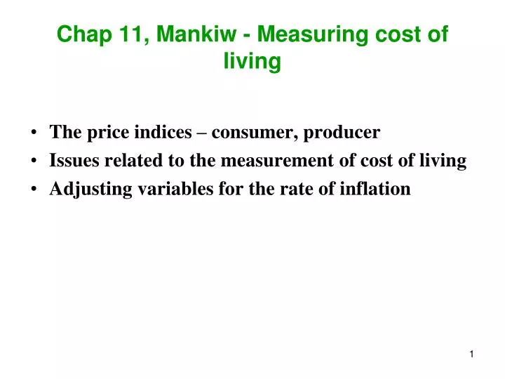 chap 11 mankiw measuring cost of living