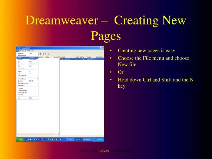 dreamweaver creating new pages