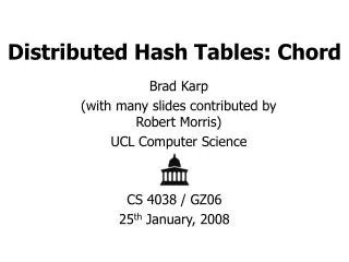 Distributed Hash Tables: Chord