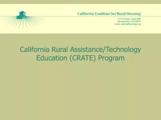 California Rural Assistance/Technology Education (CRATE) Program