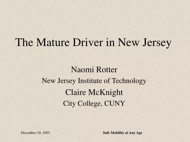 the mature driver in new jersey