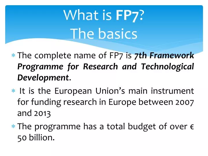what is fp7 the basics