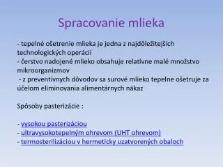 spracovanie mlieka
