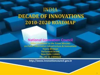 INDIA DECADE OF INNOVATIONS 2010-2020 ROADMAP