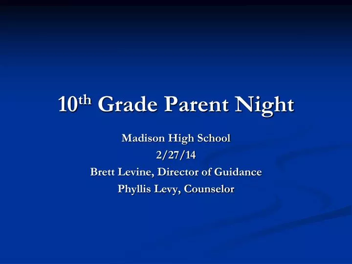 10 th grade parent night