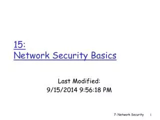 15: Network Security Basics