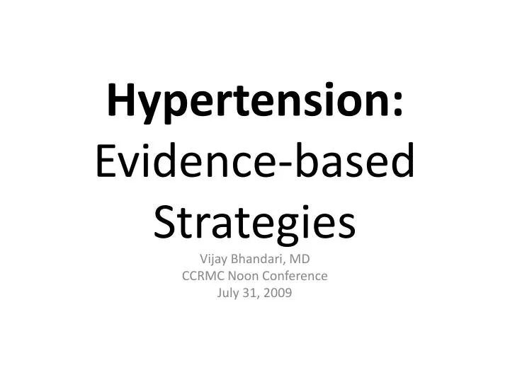 hypertension evidence based strategies