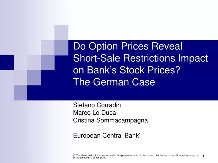 do option prices reveal short sale restrictions impact on bank s stock prices the german case