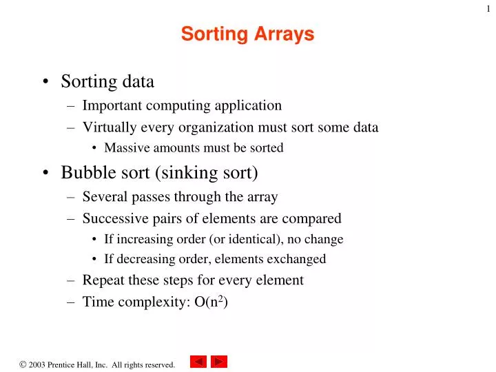 sorting arrays