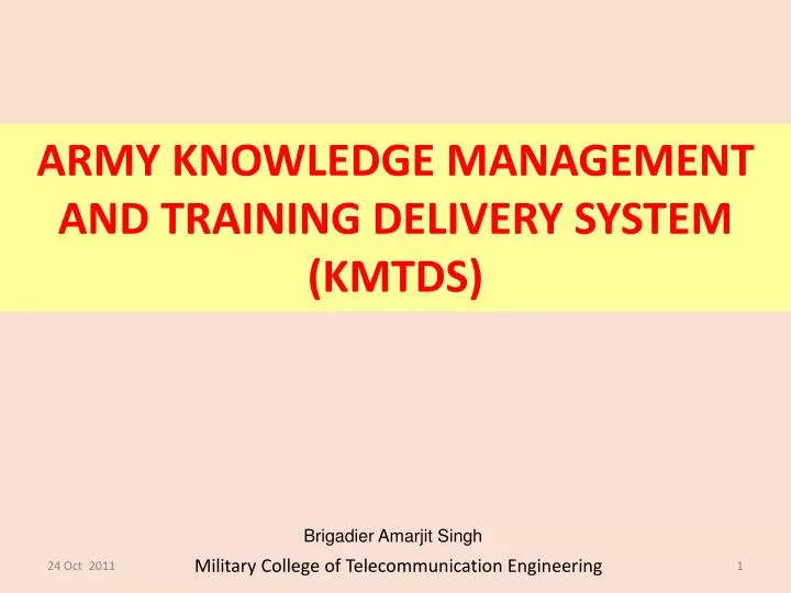 army knowledge management and training delivery system kmtds
