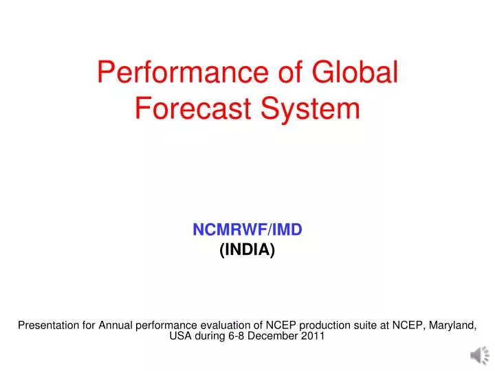 performance of global forecast system