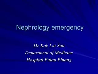 Nephrology emergency