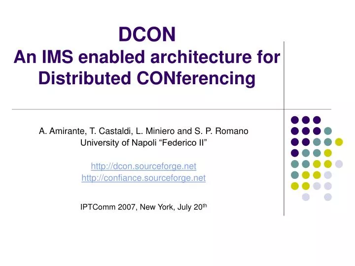 dcon an ims enabled architecture for distributed conferencing