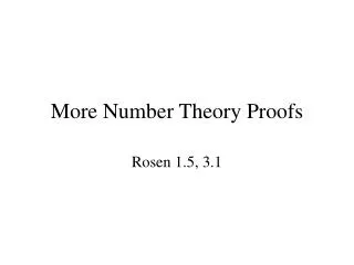 More Number Theory Proofs