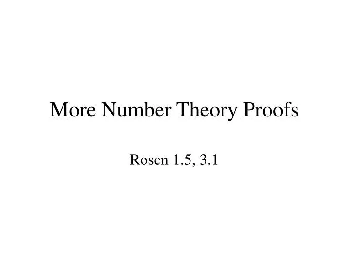 more number theory proofs