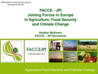 FACCE - JPI Joining Forces in Europe in Agriculture, Food Security and Climate Change