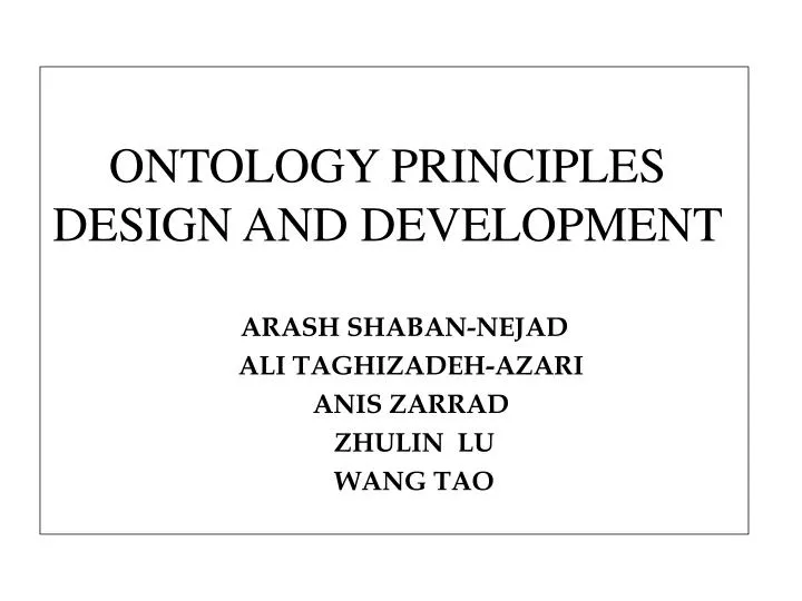 ontology principles design and development
