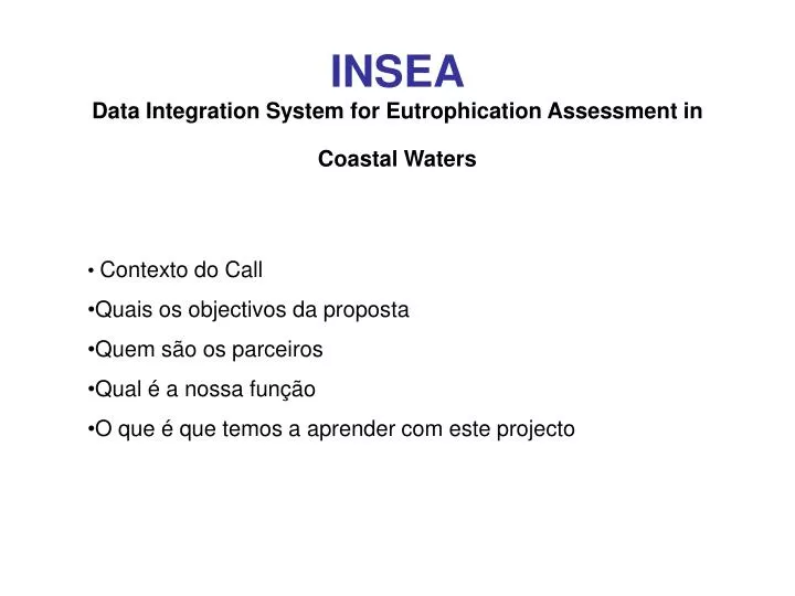insea data integration system for eutrophication assessment in coastal waters