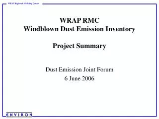 WRAP RMC Windblown Dust Emission Inventory Project Summary