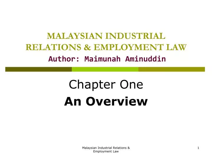 malaysian industrial relations employment law author maimunah aminuddin