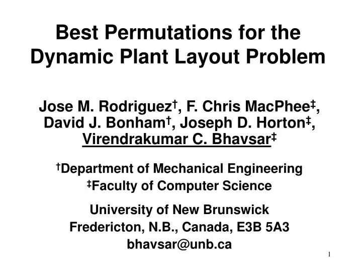 best permutations for the dynamic plant layout problem