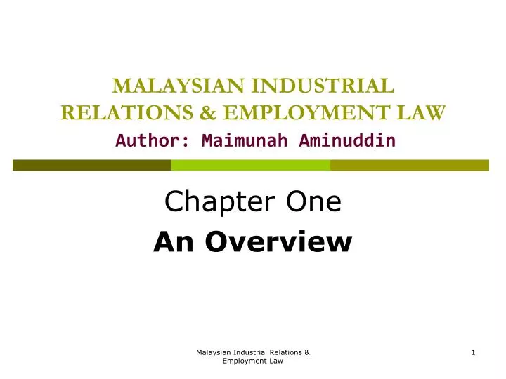 malaysian industrial relations employment law author maimunah aminuddin