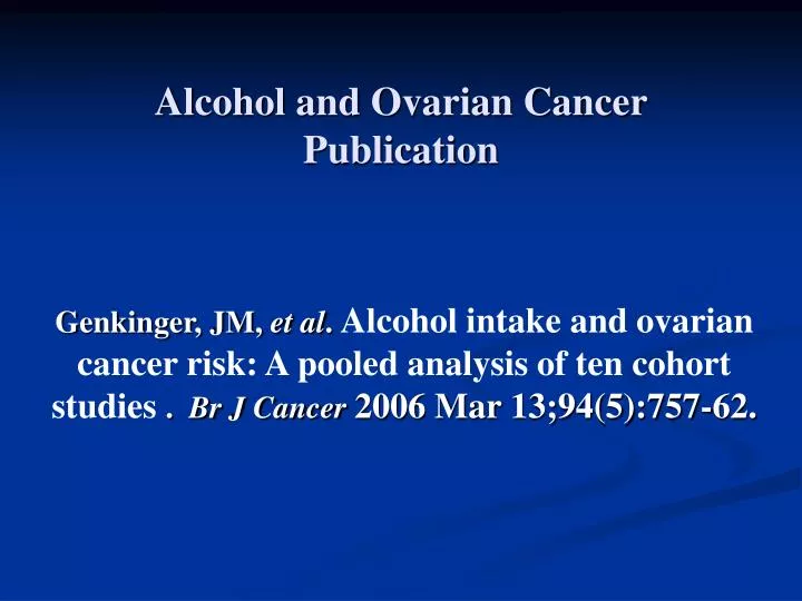 alcohol and ovarian cancer publication