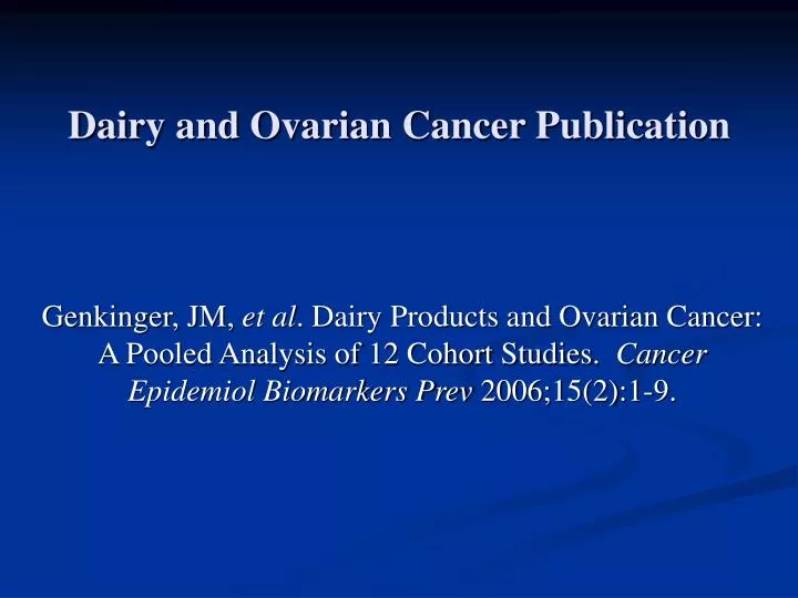 dairy and ovarian cancer publication