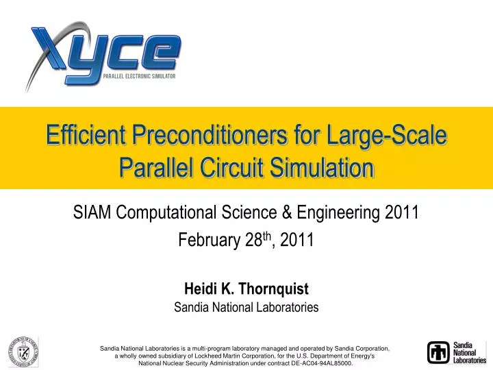 efficient preconditioners for large scale parallel circuit simulation