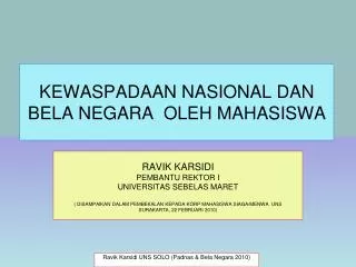 kewaspadaan nasional dan bela negara oleh mahasiswa