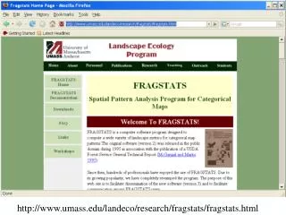umass/landeco/research/fragstats/fragstats.html