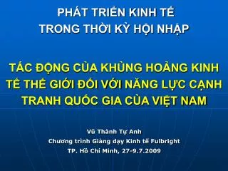t c ng c a kh ng ho ng kinh t th gi i i v i n ng l c c nh tranh qu c gia c a vi t nam