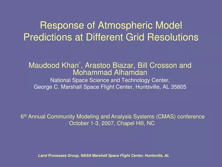 response of atmospheric model predictions at different grid resolutions