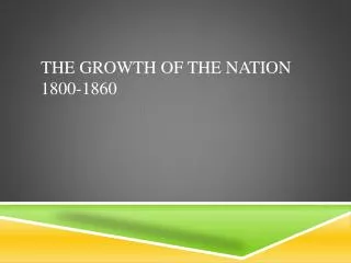 The Growth of the Nation 1800-1860