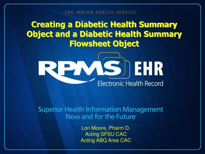 creating a diabetic health summary object and a diabetic health summary flowsheet object