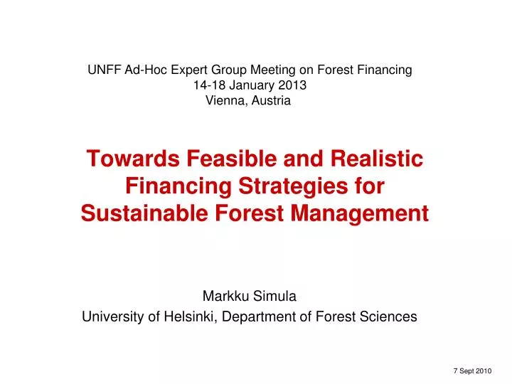 towards feasible and realistic financing strategies for sustainable forest management